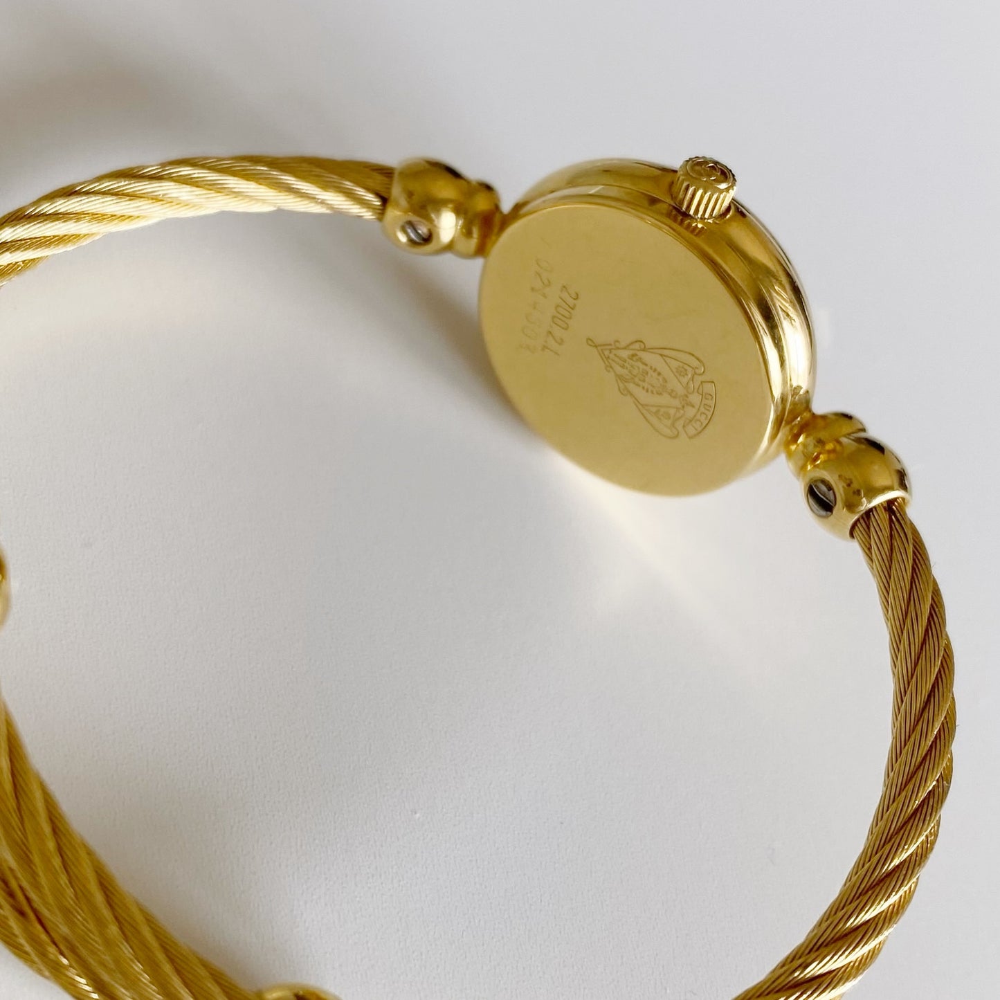 Gucci 1990s Seashell Dial Gold Plated Bangle Watch