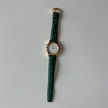 Gucci 1990s Date Round Dial Gold Plated Watch (Large)