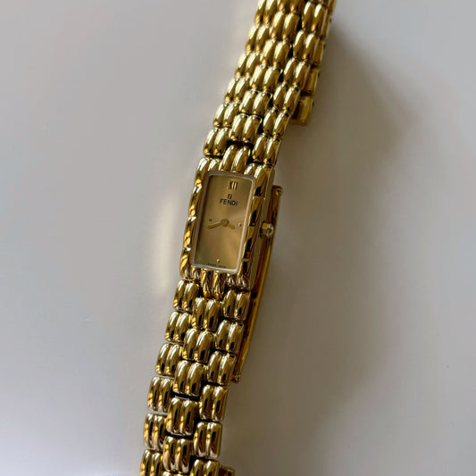 Fendi 90s Orologi Gold Plated Stainless Steel Watch