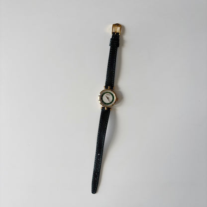 Gucci 1990s Round Dial Cherry Green Gold-Plated Watch
