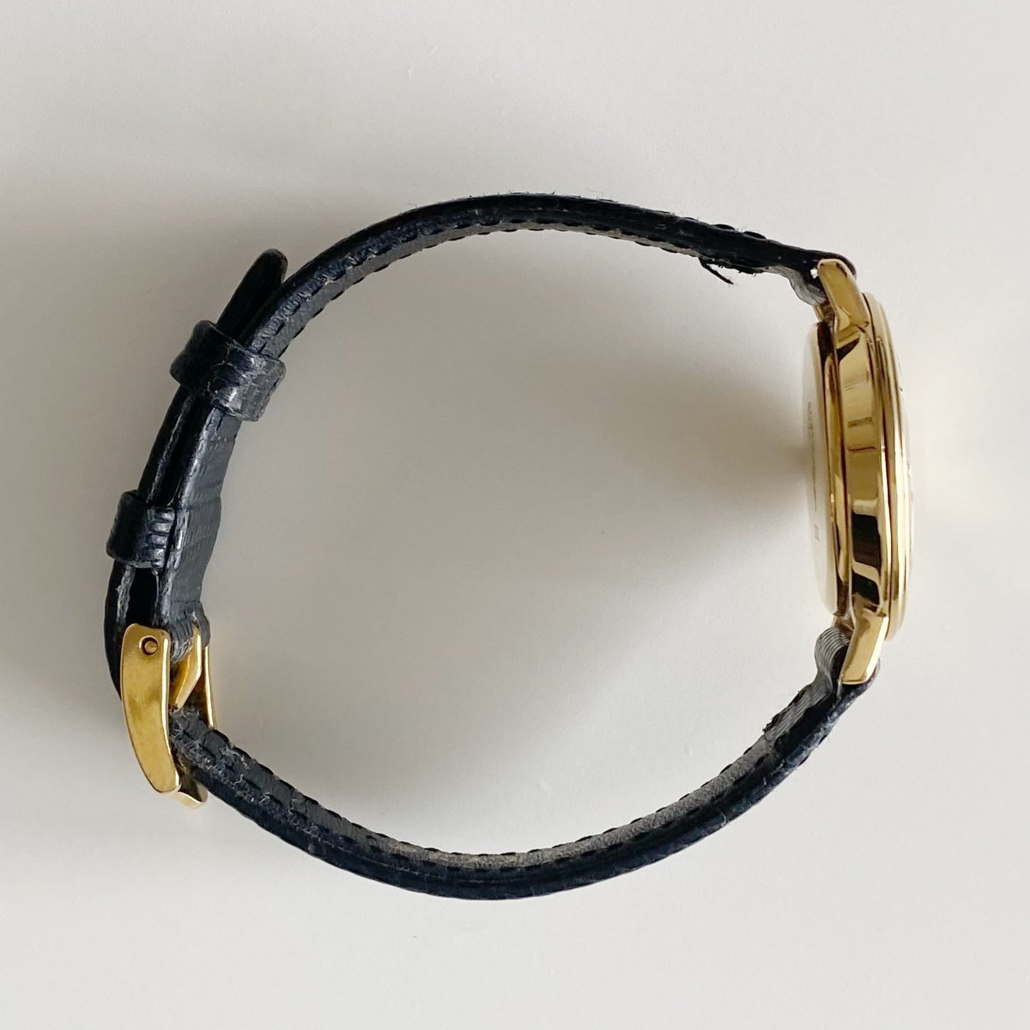 Gucci 1990s Black Dial Gold Plated Watch