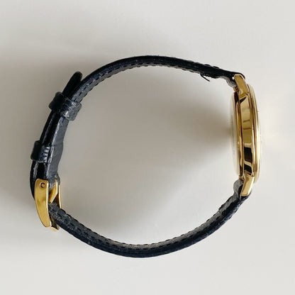 Gucci 1990s Black Dial Gold Plated Watch