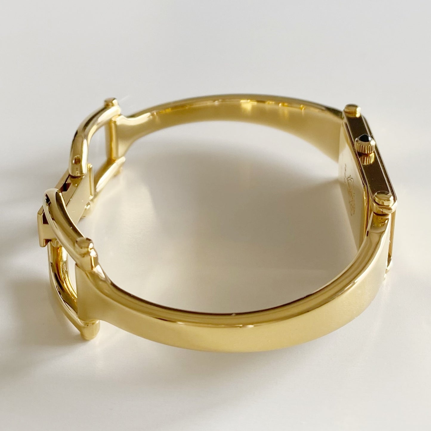 Gucci 1990s Gold Dial Gold Plated Bangle Watch
