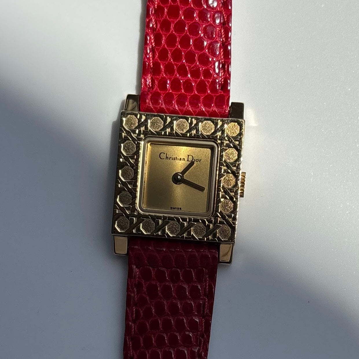Dior 1990s Interchangeable Strap Gold Plated Watch with 4 straps, case