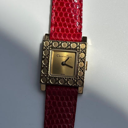Dior 1990s Interchangeable Strap Gold Plated Watch with 4 straps, case