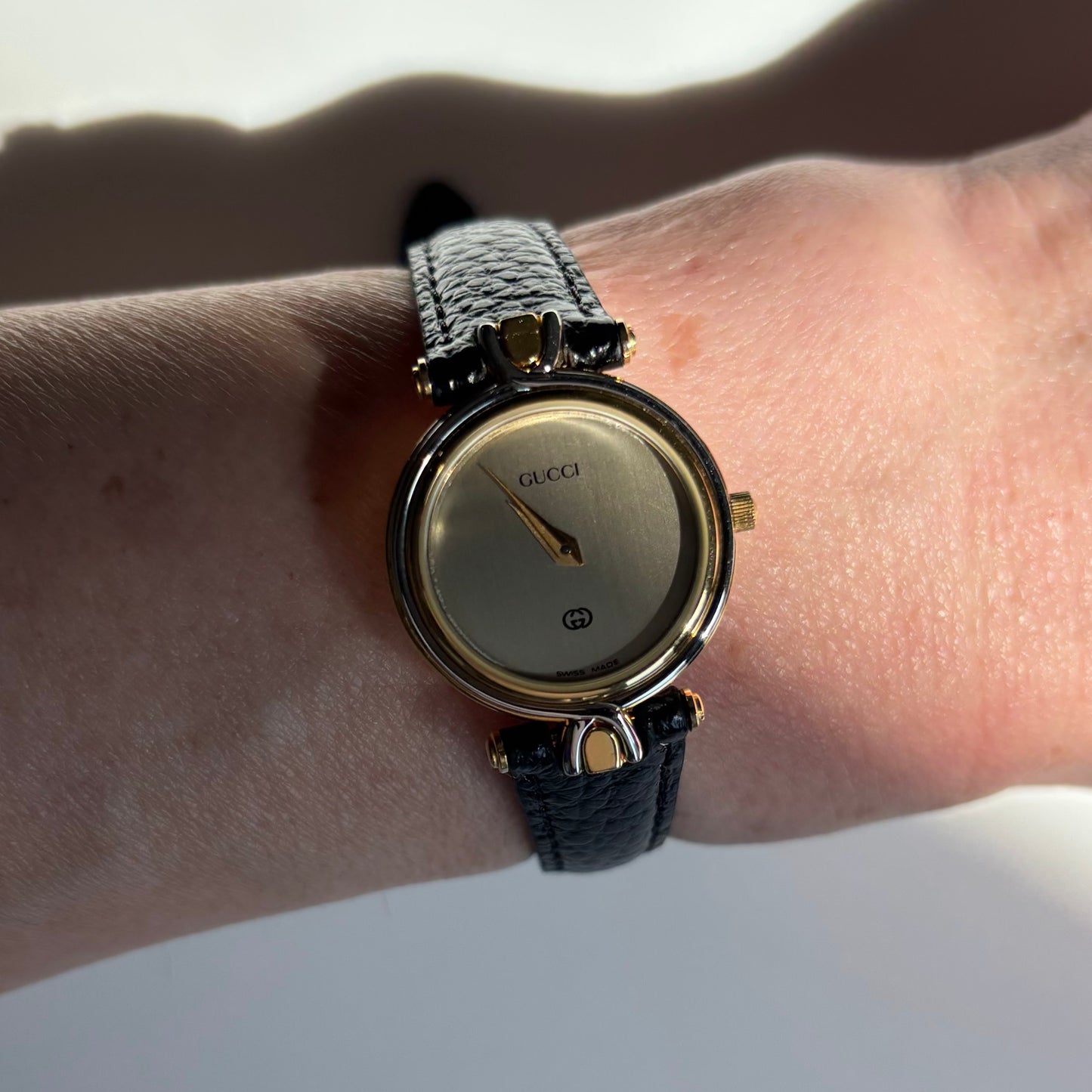 Gucci 1990s Round Dial Two Tone Watch