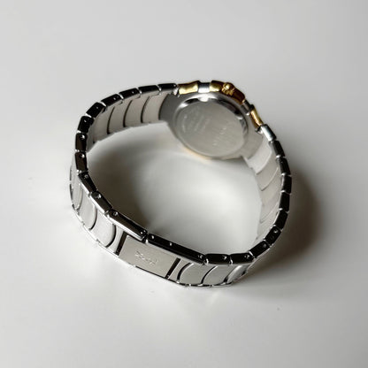 Yves Saint Laurent 1990s Round Dial Date Two-Tone Gold-Plated Watch
