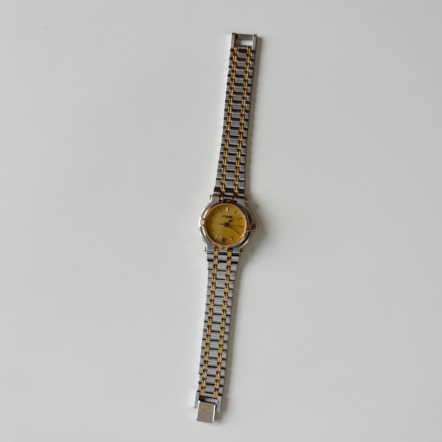 Gucci 1990s Date Round Dial Two Tone Watch