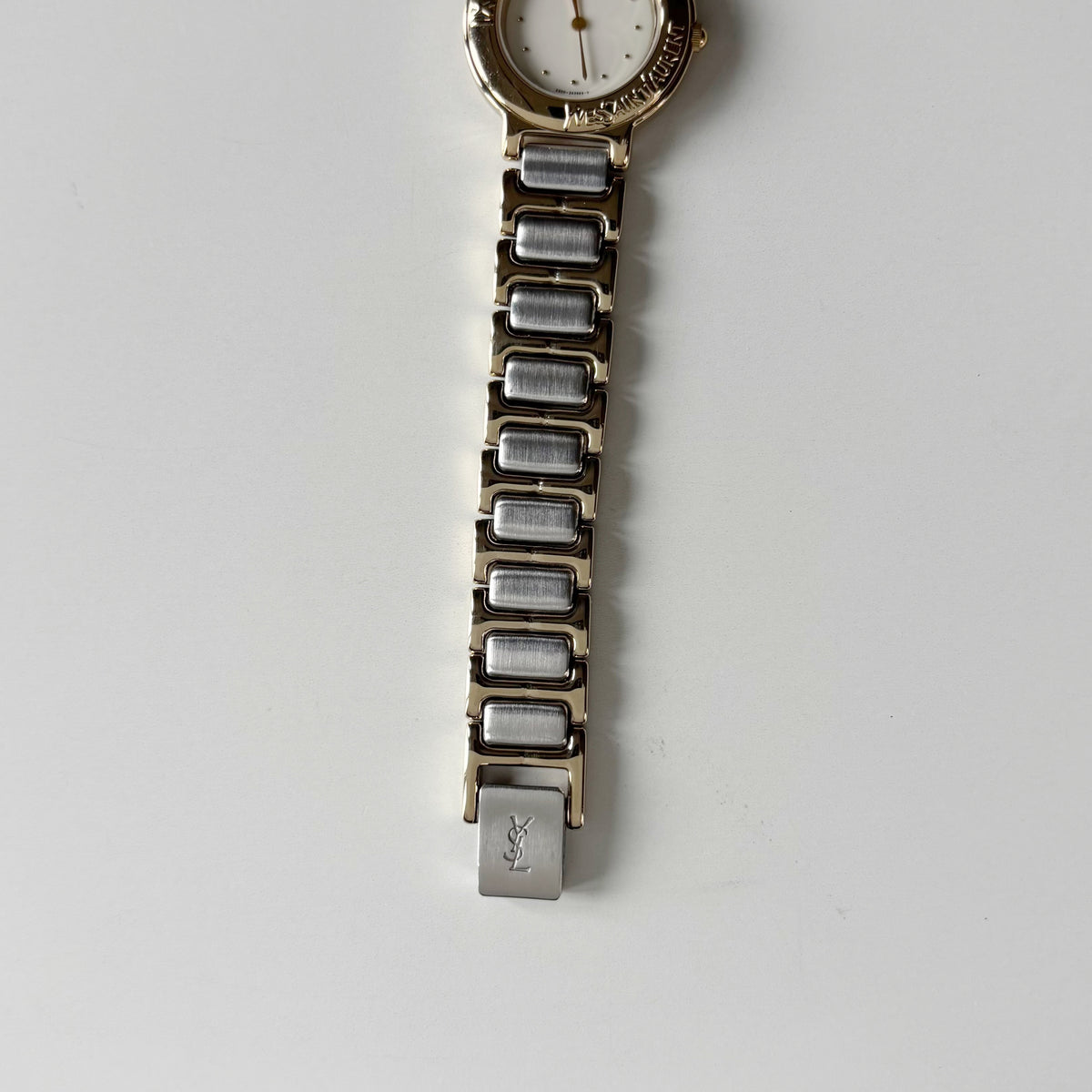 Yves Saint Laurent 1990s Round Dial Two Tone Gold Plated Watch