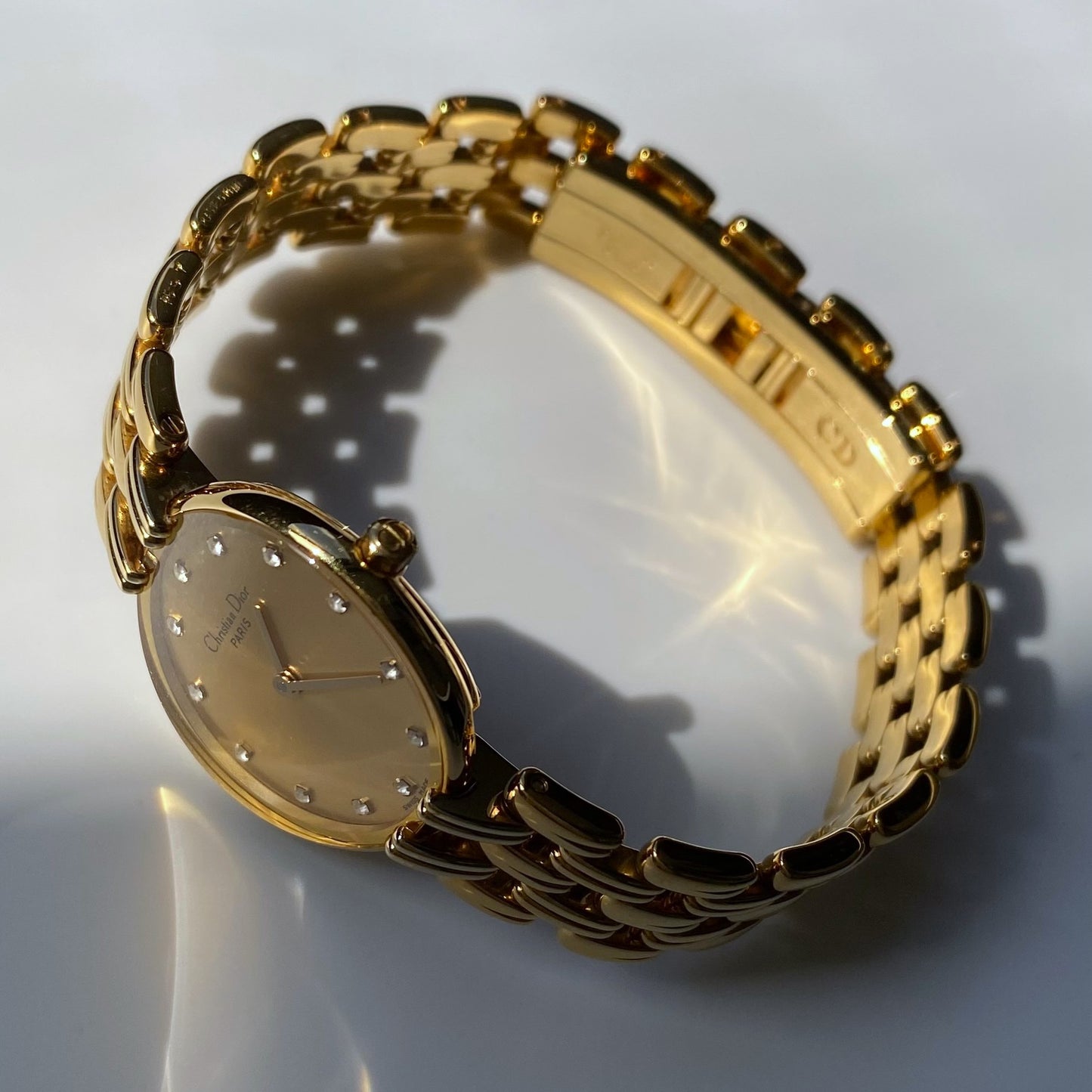 Dior 1990s Bagheera Gold Plated Round Watch