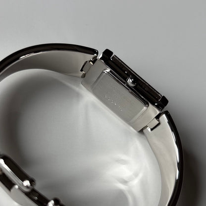 Yves Saint Laurent 1990s Black Dial Silver Bangle Watch