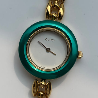Gucci 1990s Interchangeable Bezel Gold Plated Watch with 6 bezels, case (170mm)