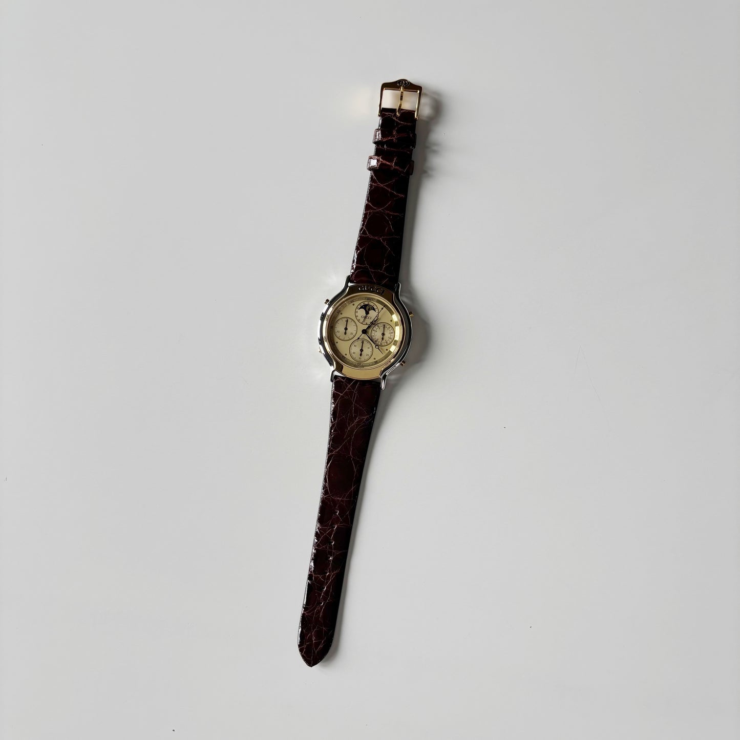 Gucci 1990s Moon Phase Gold Plated Two Tone Watch (Large)