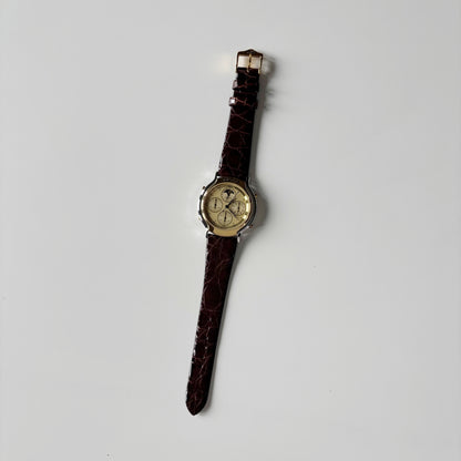 Gucci 1990s Moon Phase Gold Plated Two Tone Watch (Large)
