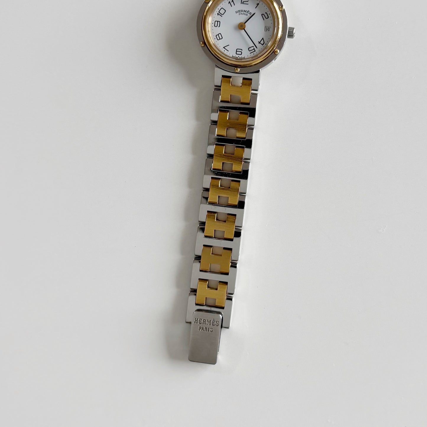 Hermes 1990s Clipper Date Two Tone Watch