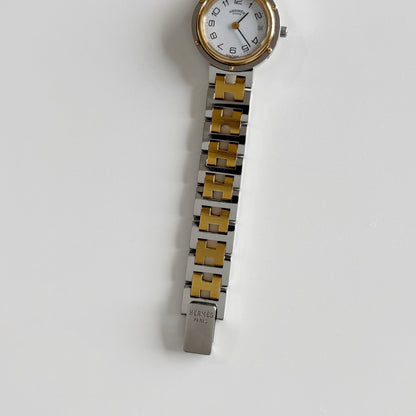 Hermes 1990s Clipper Date Two Tone Watch
