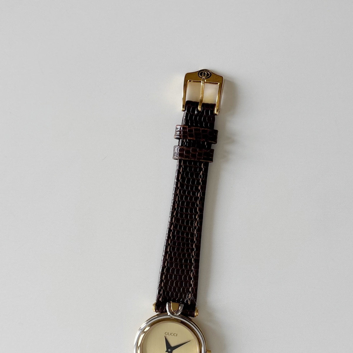 Gucci 1990s Gold Round Dial Two Tone Gold Plated Watch