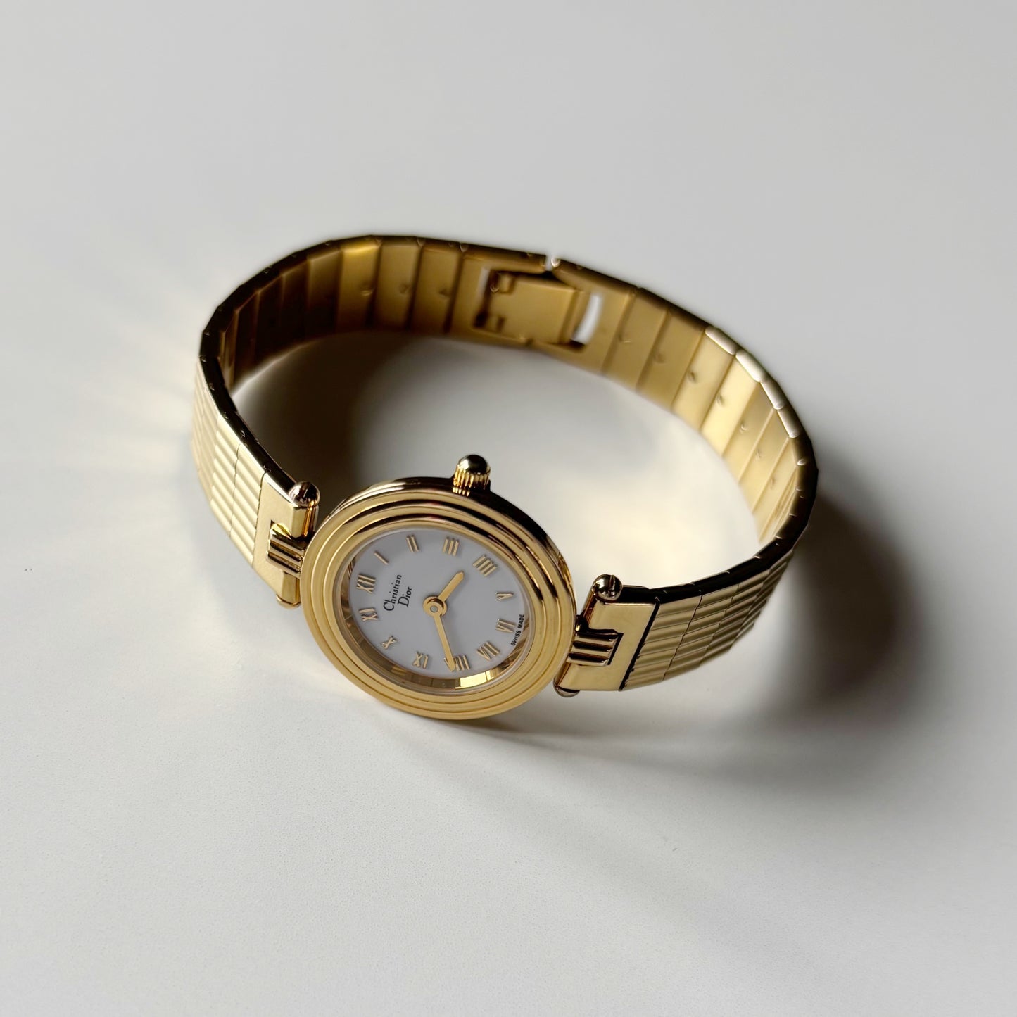 Dior 1990s Round Dial Gold Plated Watch