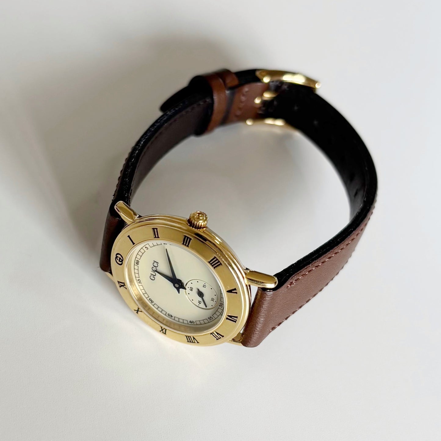 Gucci 1990s Sub second Round Dial Watch
