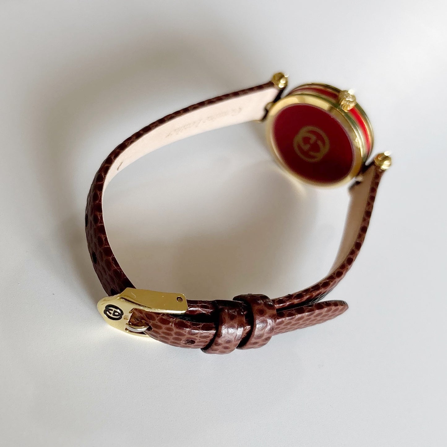 Gucci 1990s Round Gold Dial Gold Plated Watch