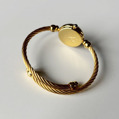 Gucci 1990s Seashell Dial Gold Plated Cable Bangle Watch