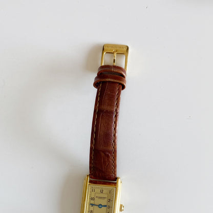 Burberry 1990s Gold Plated Tank Watch