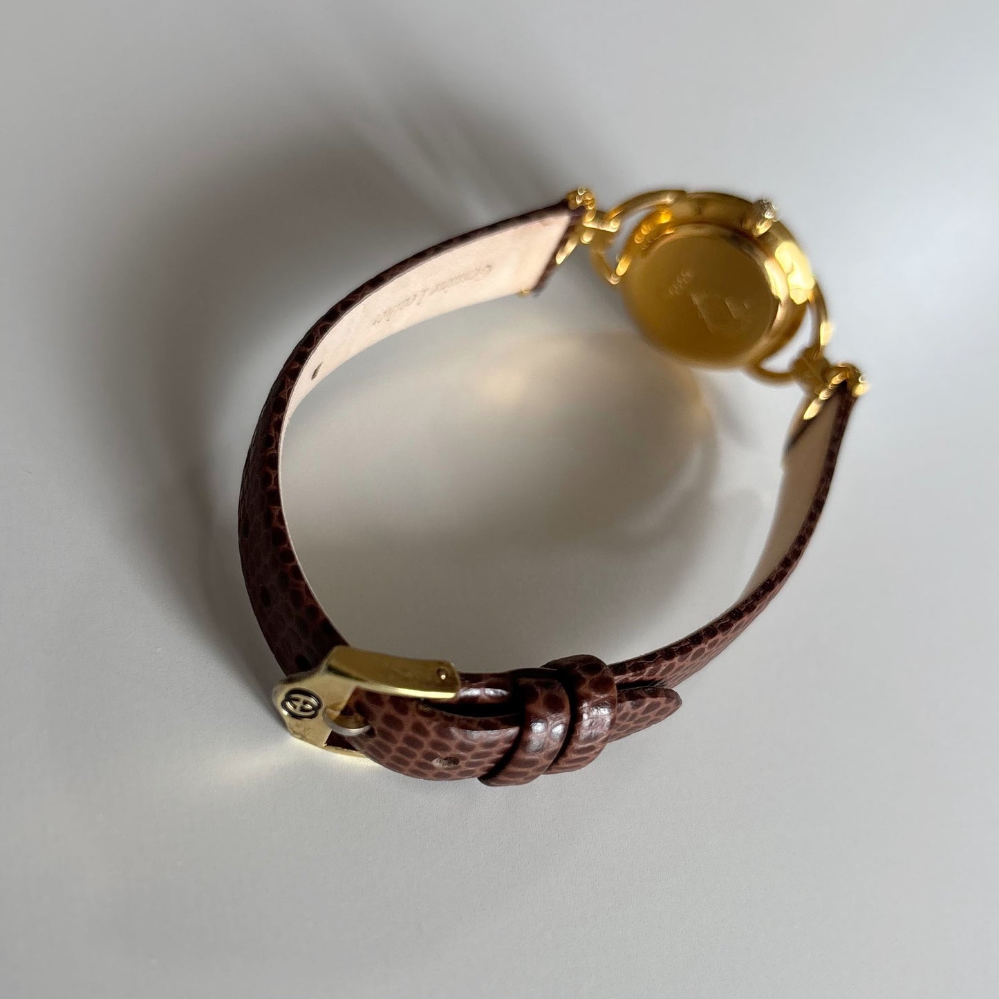 Gucci 1990s Gold Dial Gold Plated Horsebit Watch