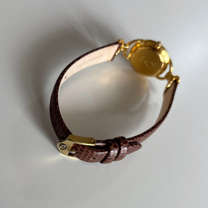 Gucci 1990s Gold Dial Gold Plated Horsebit Watch