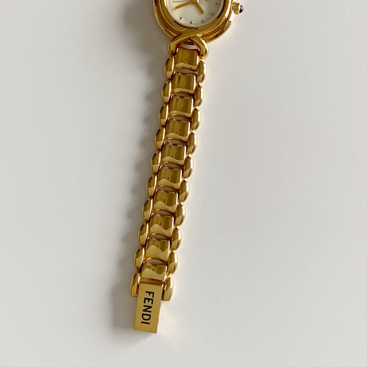 Fendi 1990s Seashell Dial Gold Plated Watch
