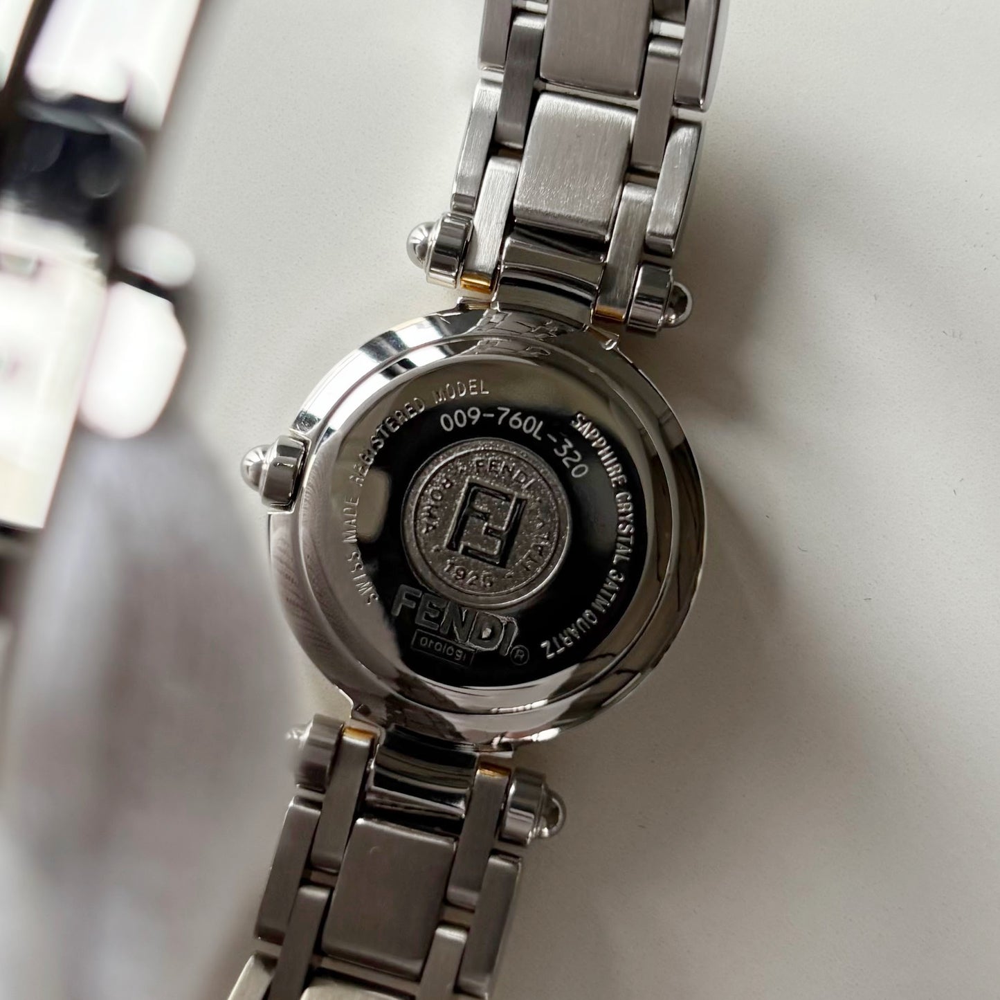 Fendi 1990s Black Round Dial Two Tone Watch