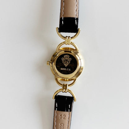 Gucci 1990s Seashell Dial Gold Plate Horsebit Watch