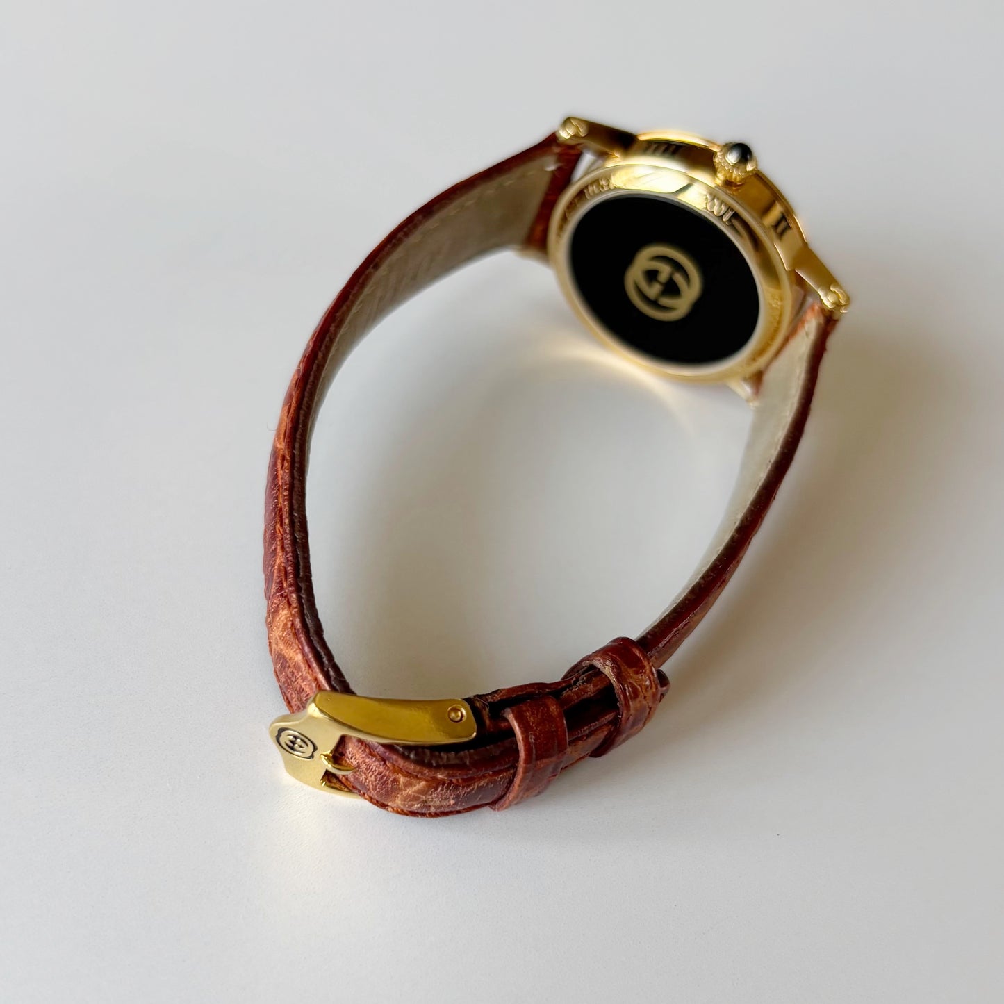 Gucci 1990s Date Round Dial Gold Plated Watch