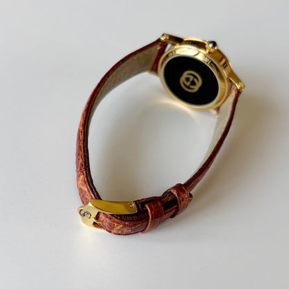 Gucci 1990s Date Round Dial Gold Plated Watch