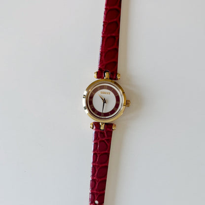 Gucci 1990s Round Dial Red Gold Plated Watch