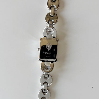 Gucci 1990s Interchangeable Strap Silver Watch with 3 straps, case