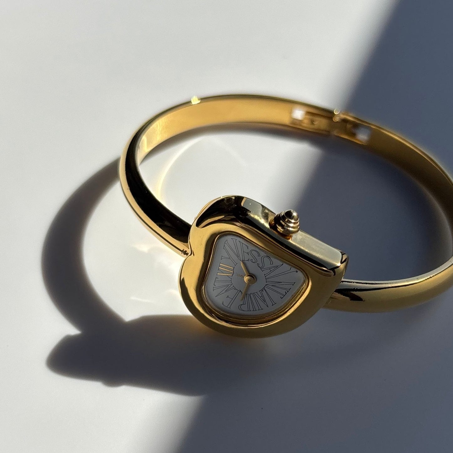 Yves Saint Laurent 1990s Heart Shaped Dial Gold Plated Watch