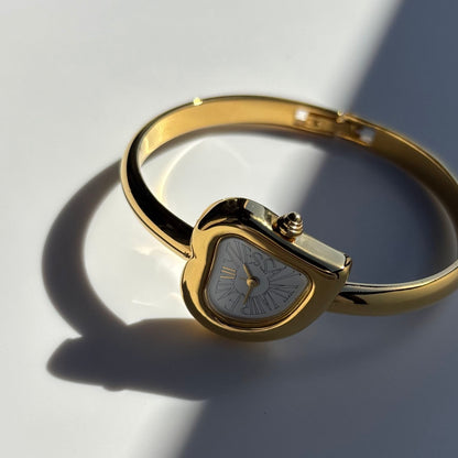 Yves Saint Laurent 1990s Heart Shaped Dial Gold Plated Watch