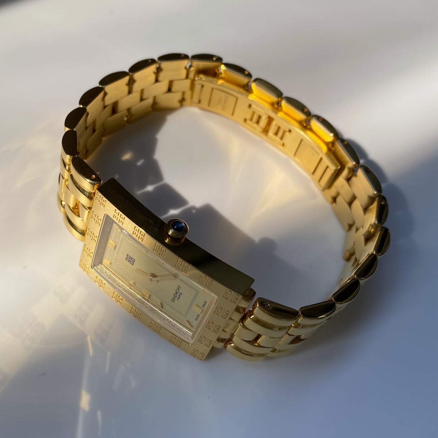 Givenchy 1990s Rectangular Gold Plated Watch