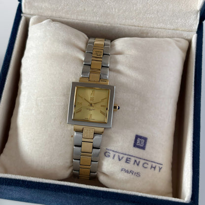 Givenchy 1990s Square Dial Two Tone Watch