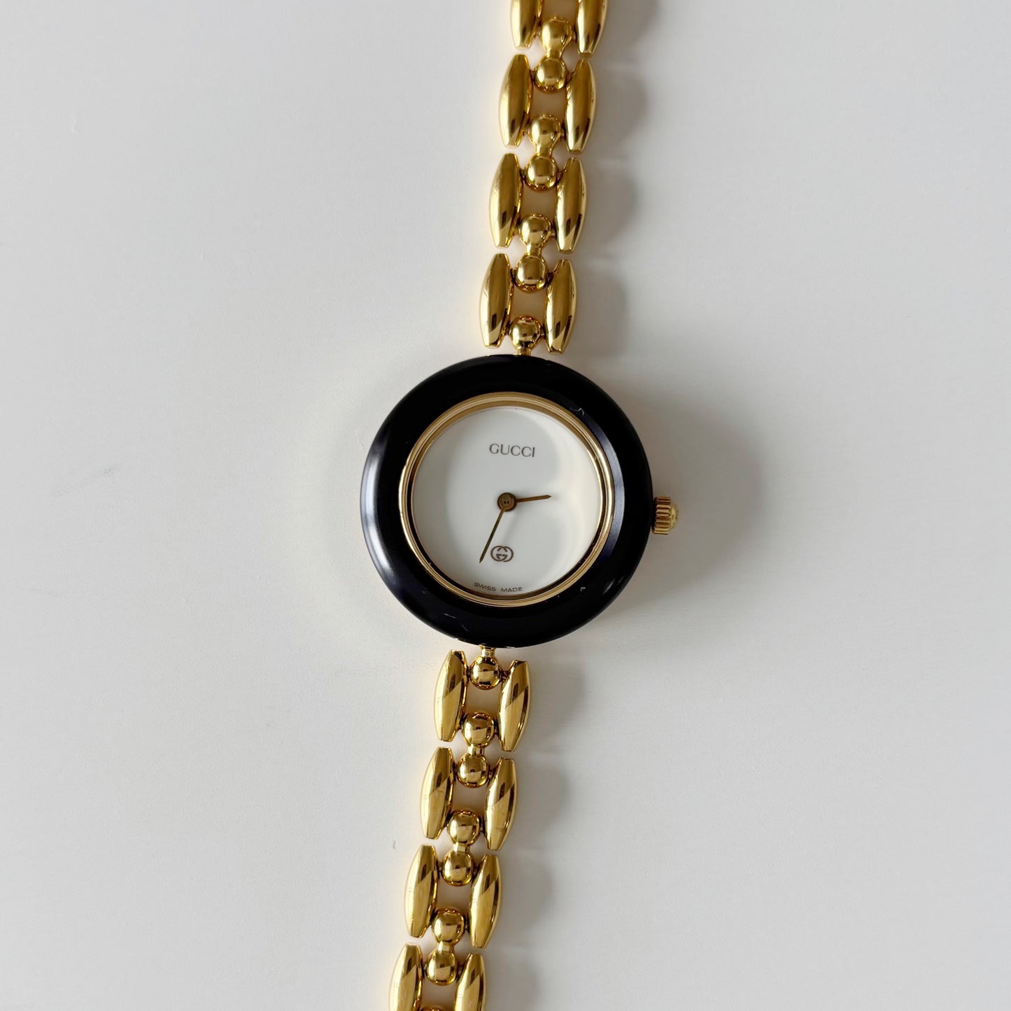 Gucci 1990s Interchangeable Bezel Gold Plated Watch with 6 bezels. case (160mm)