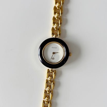 Gucci 1990s Interchangeable Bezel Gold Plated Watch with 6 bezels. case (160mm)