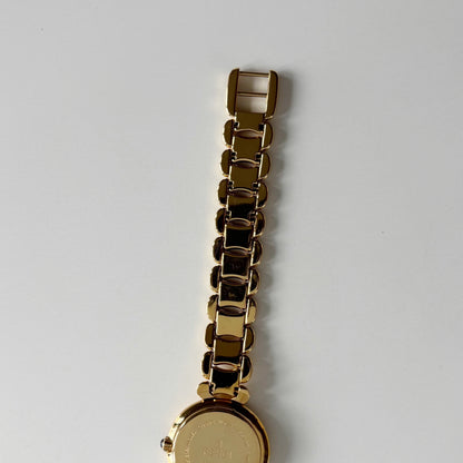 Fendi 1990s Seashell Round Dial Gold Plated Watch