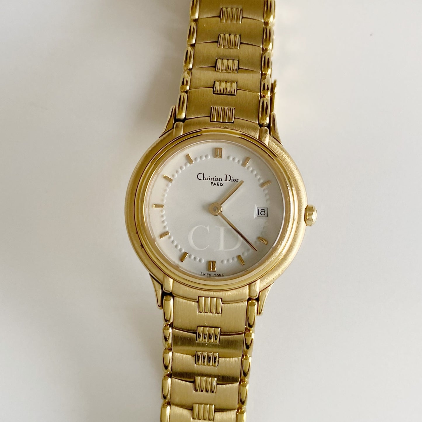 Dior 1990s Round Dial Gold Plated Watch