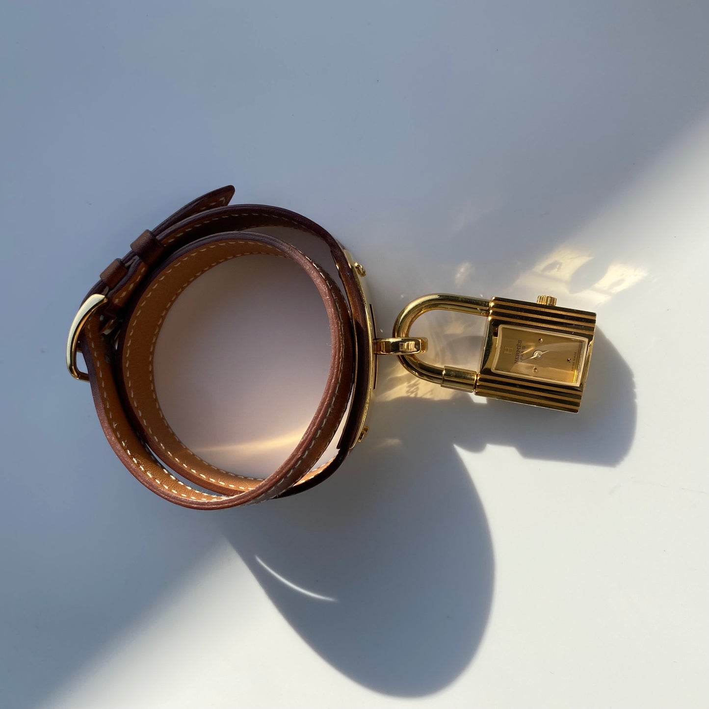 Hermes 1990s Kelly Gold Plated Watch