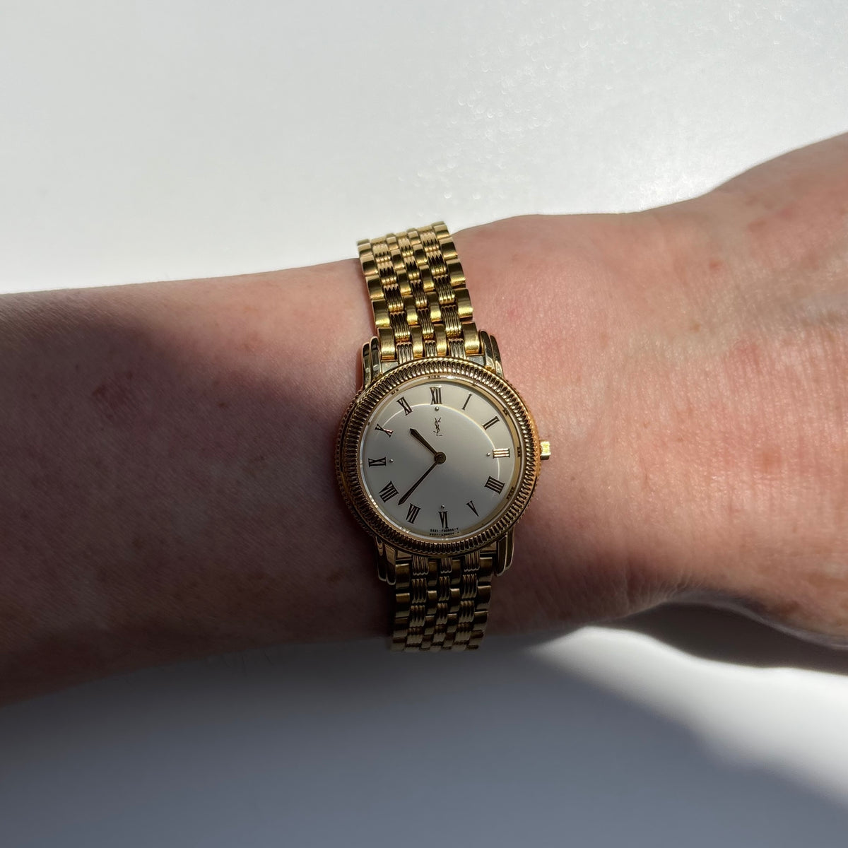 Yves Saint Laurent 1990s Round Dial Gold Plated Watch