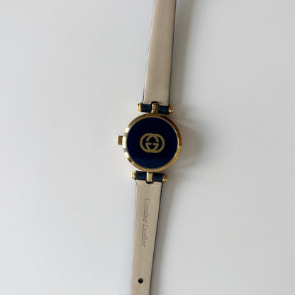 Gucci 1990s Sherry Round Dial Blue Watch