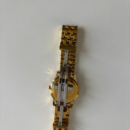 Gucci 1990s Date Black Round Dial Gold-Plated Watch