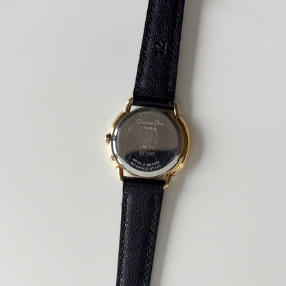 Dior 1990s DC Logo Round Dial Gold Plated Watch