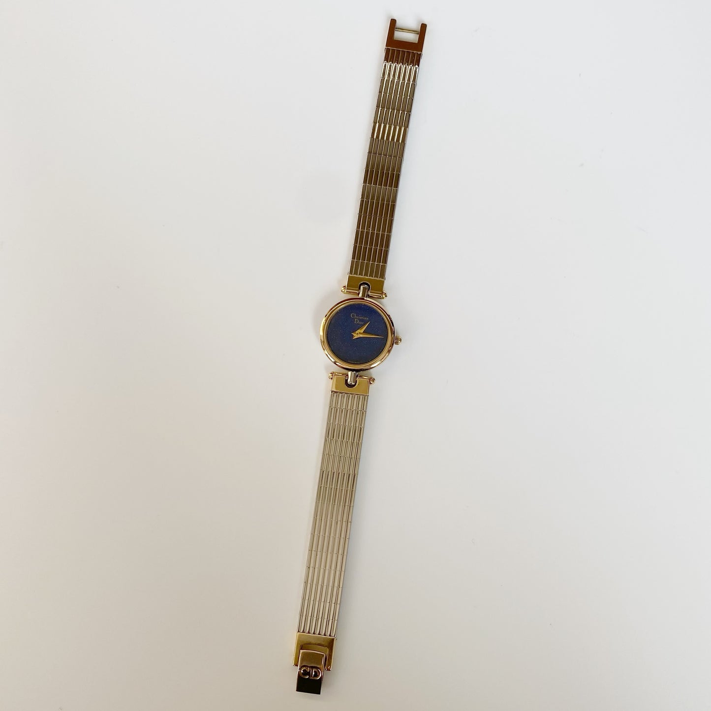 Dior 1990s Navy Dial Round Two Tone Watch