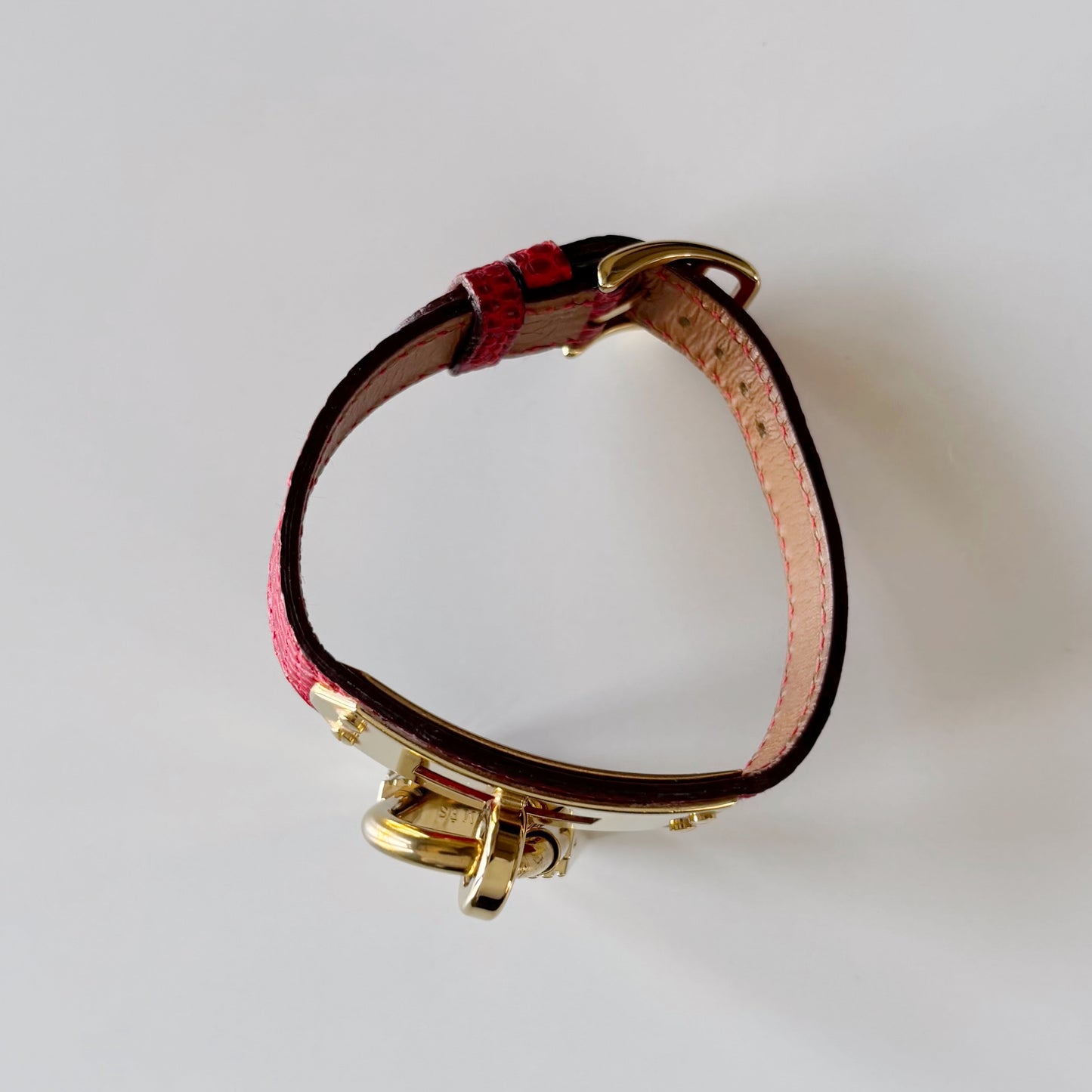 Hermes 1990s Kelly Red Dial Gold Plated Watch